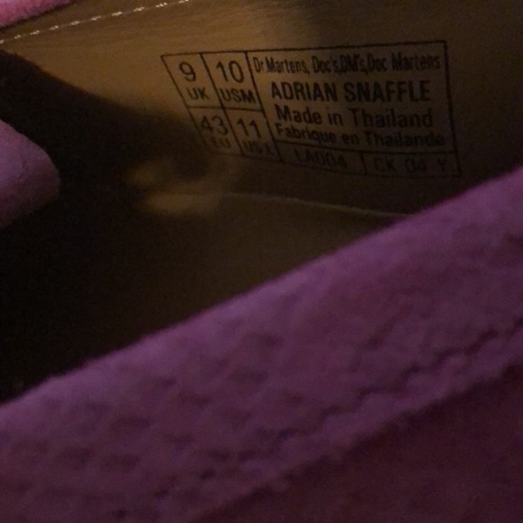 Dr. Martens Thrift Pink Adrian Snaffle Repello Embossed  Suede Kiltie Loafers 10 - Picture 7 of 7
